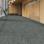 Commercial space with patterned grey carpet