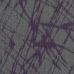 Grey wall-to-wall carpet with a bold purple abstract pattern