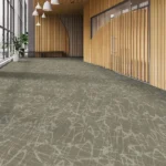 Wall-to-wall carpet with an abstract scribble pattern