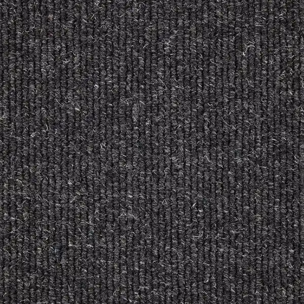 dark charcoal gray loop pile carpet with a vertical ribbed texture