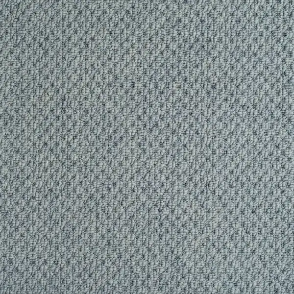 light blue-gray loop pile carpet with a speckled texture