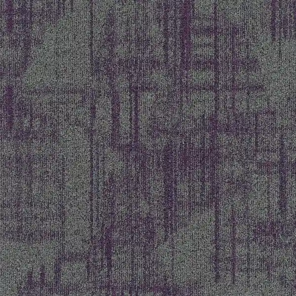 nylon carpet in gray with bold abstract vertical streaks of purple.
